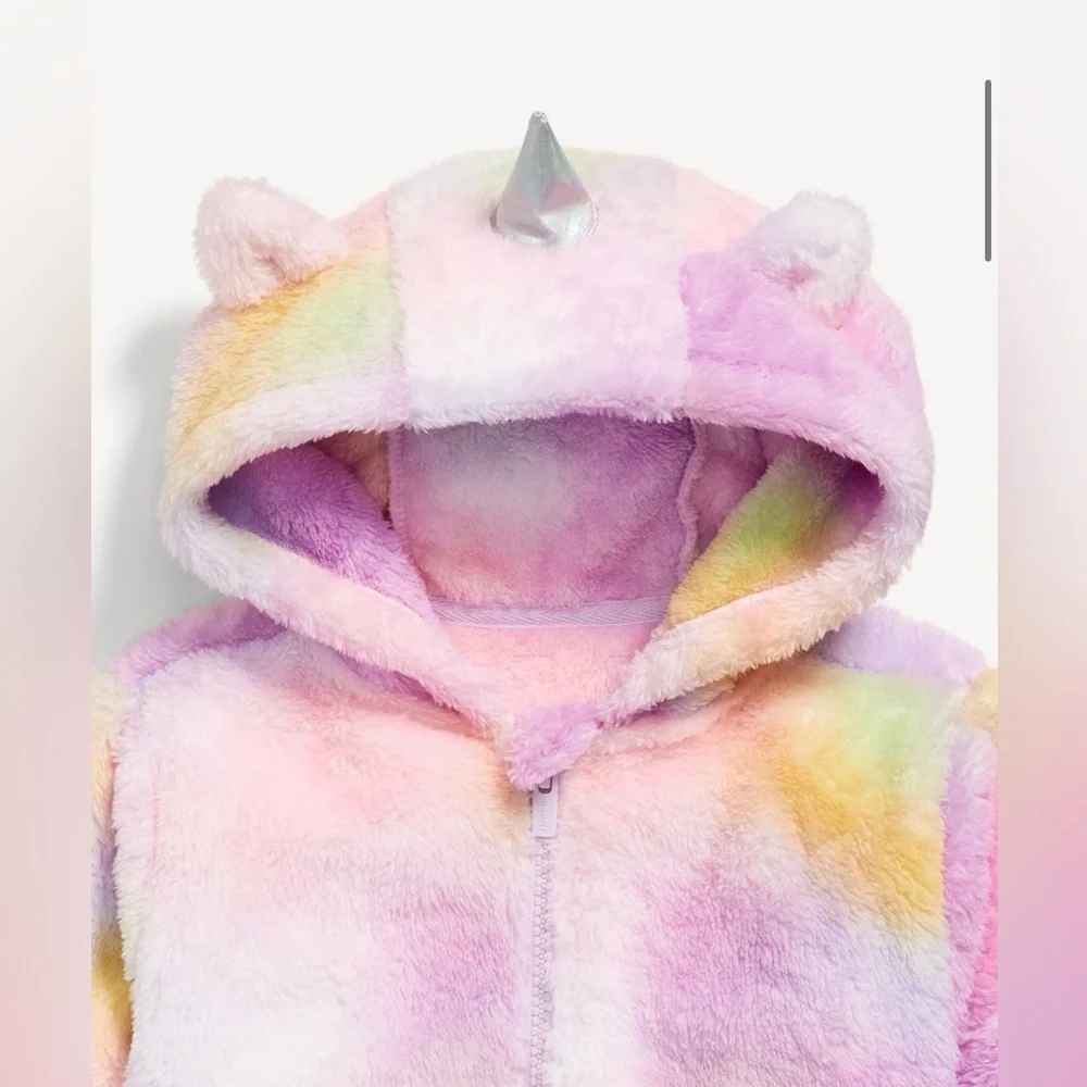 Old Navy Sherpa fleece rainbow critter jacket girls 2T